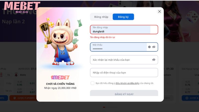 Hướng dẫn cách đăng ký Mebet chi tiết
